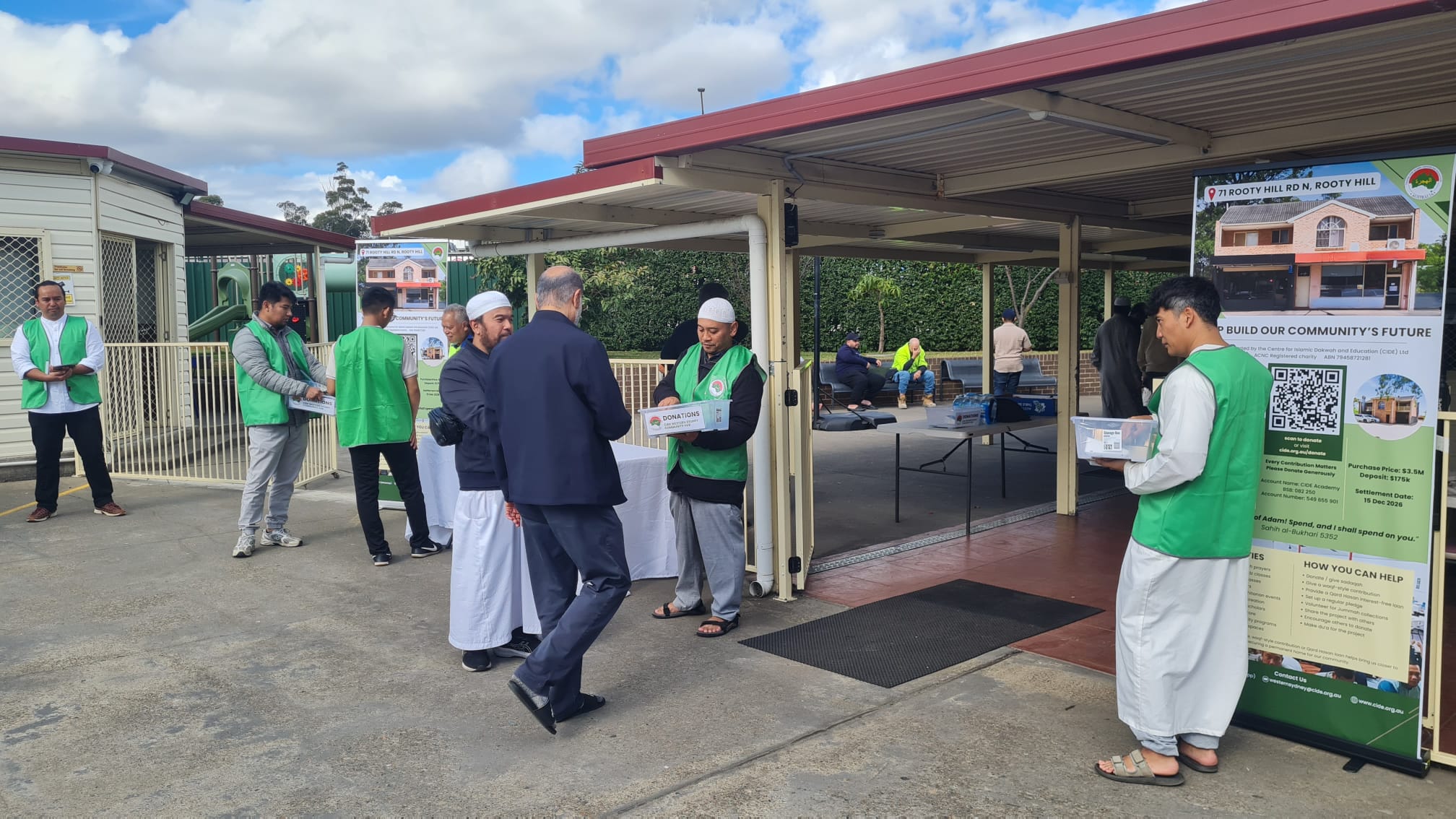 Volunteers collecting donations at the Turkish Mosque, Mt Druitt